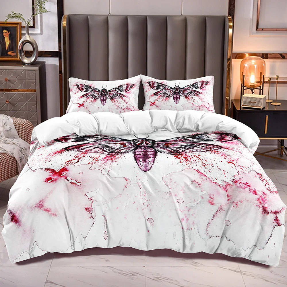 

Blood Butterfly Print Duvet Cover for Teens Adults Floral Butterfly Comforter Cover with Corner Ties Zipper Closure