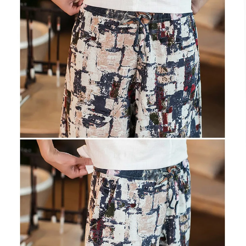 

2020 Sinicism New style Fashion Male summer of printing High quality cotton linen pants/Men's Loose Haroun pants size S-5XL