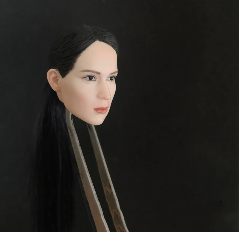 

1/6 Women Pale Head Sculpt Black Long Hair for 12''Figures Bodies Accessories