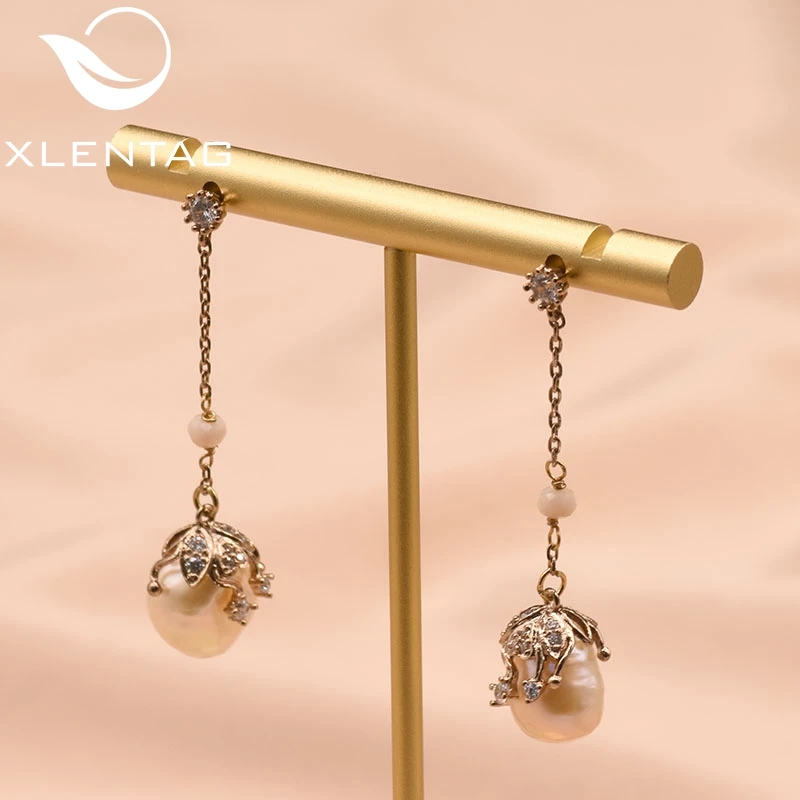 XlentAg натуральный пресной воды барокко белый жемчуг длинные ручной работы висячие