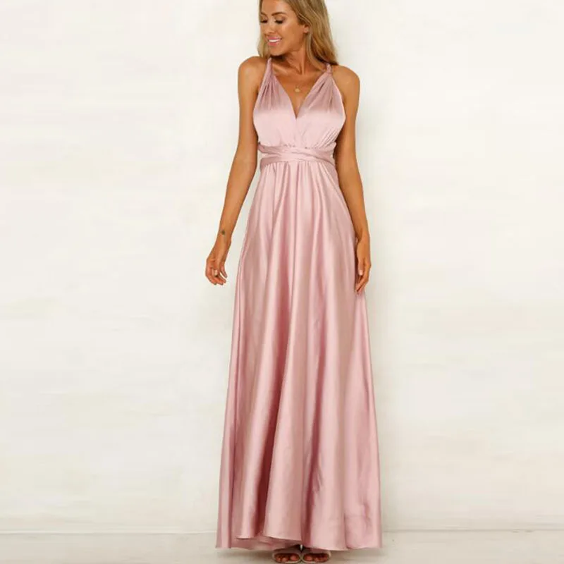 Женское платье с глубоким V-образным вырезом розовое элегантное Кружевное