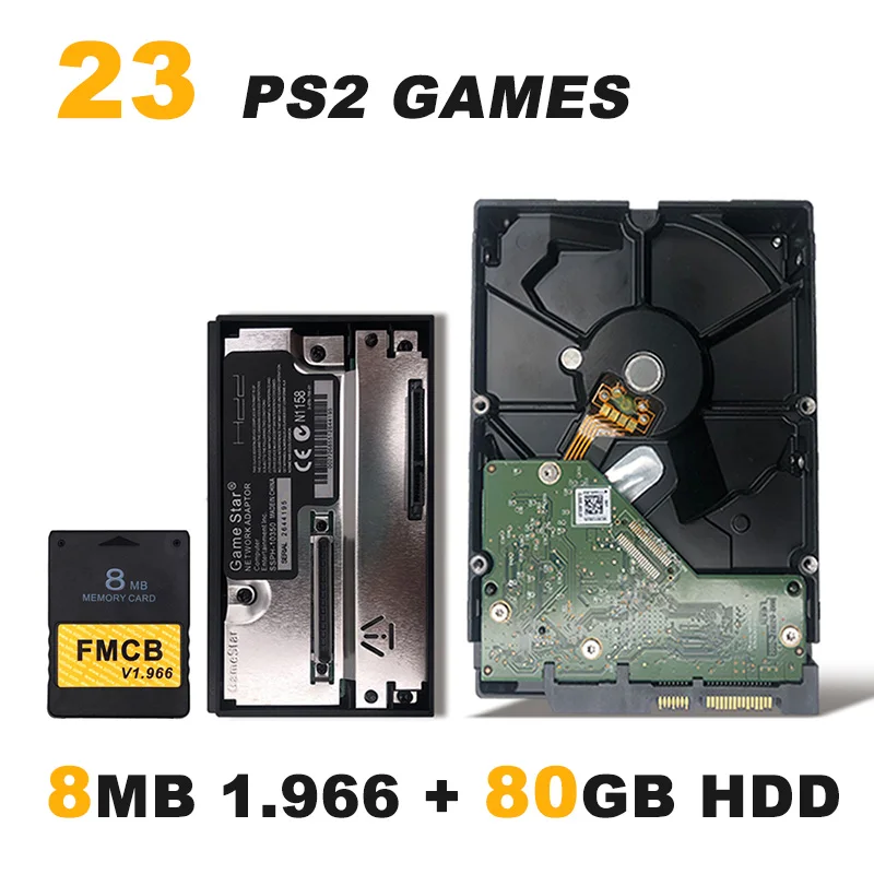 8MB and 80GB FMCB v1.966 8/16/32/64 Мб карта памяти для PS2+ 3," жесткого диска SATA HDD 80 Гб/320 Гб/500 Гб/1 ТБ/2 ТБ с игр+ жесткого диска SATA HDD адаптер - Цвет: 8MB and 80GB