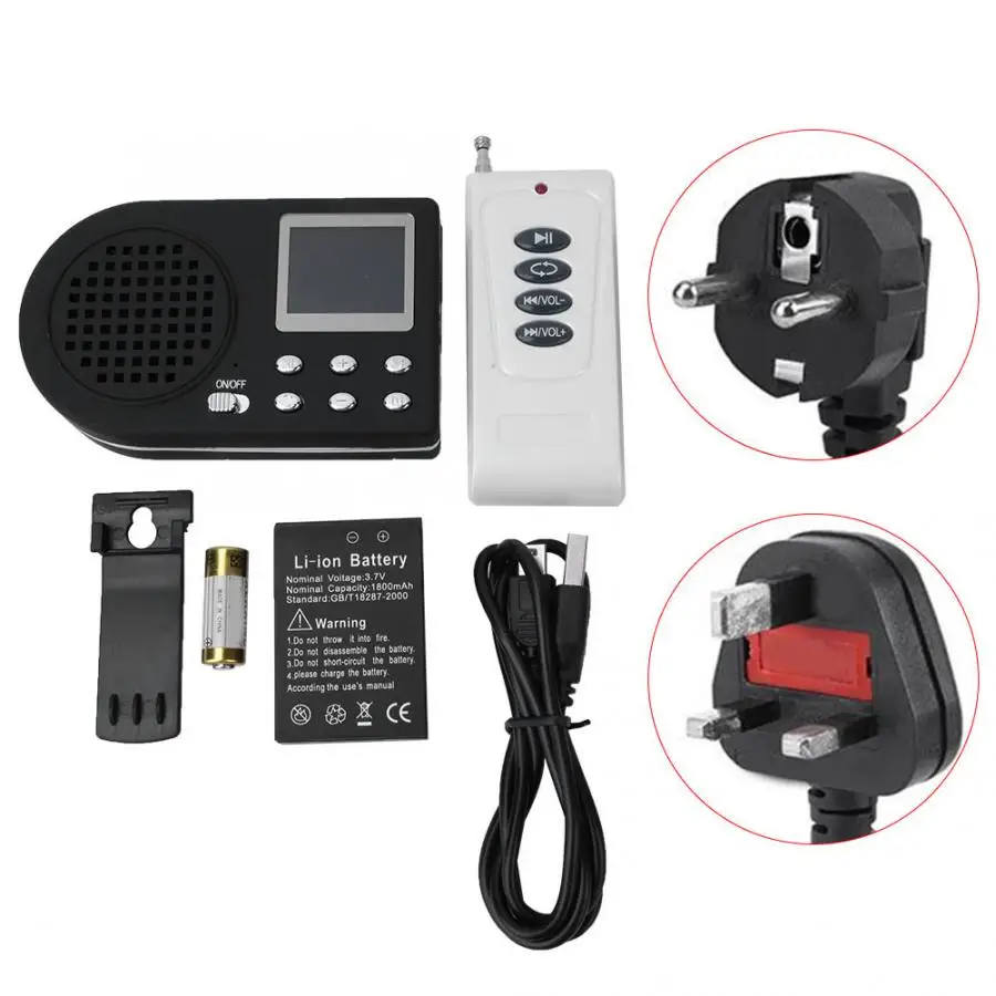 Outdoor Hunting Bird Caller 100m Remote Control Loud Speaker USB Monochrome LCD Display With Detachable Waist Belt | Спорт и
