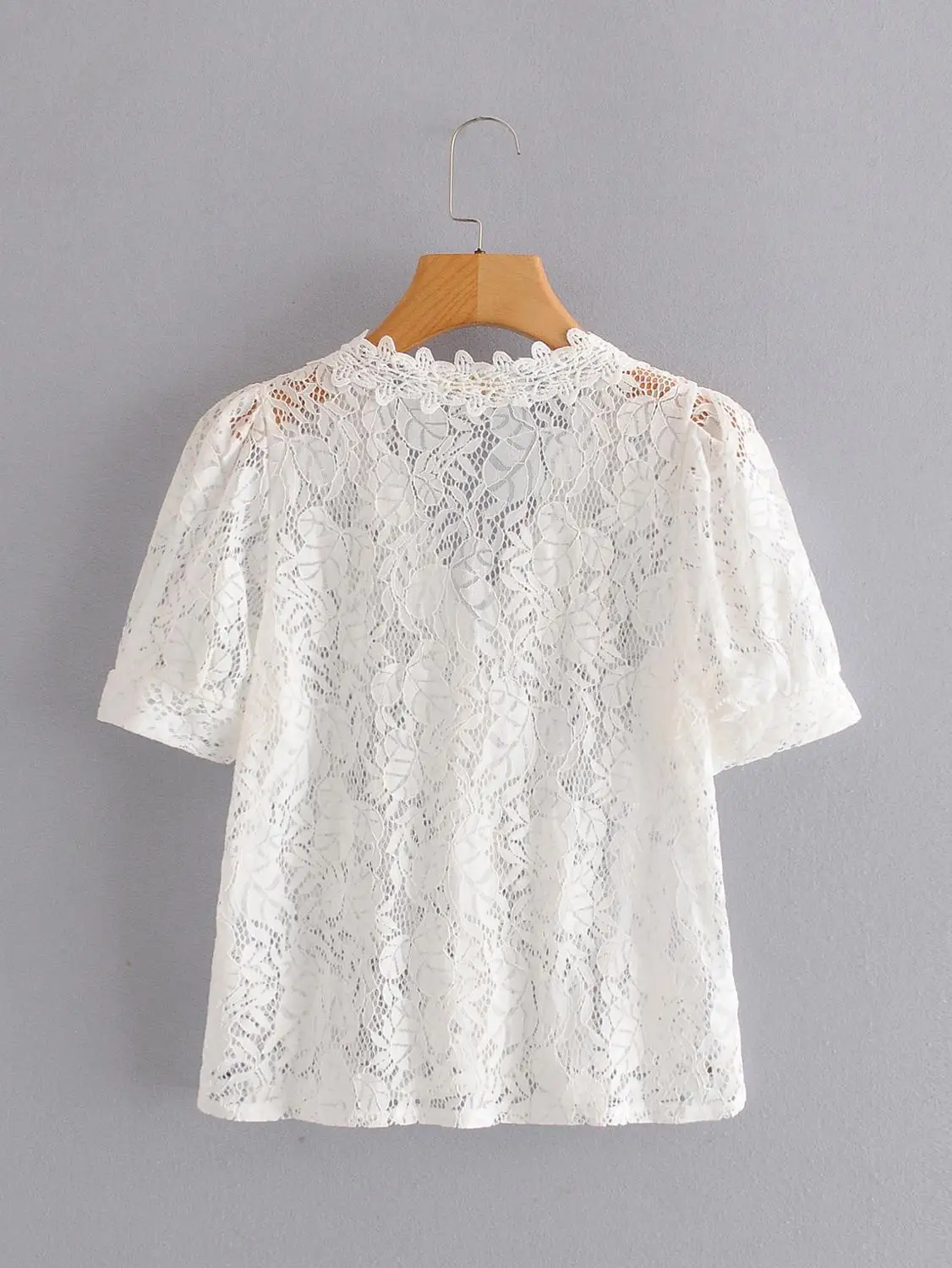 

Perspective Lace Blouse Women Korean Chic Solid V Neck Puff Sleeve Ladies Blusa Shirts Spring 2020 Fashion Casual Female Tops
