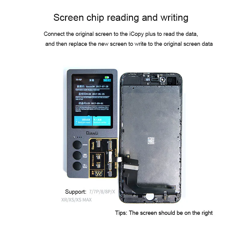 QIANLI iCopy Plus программист для ремонта ЖК-экрана iPhone7 8 8P X XR XS Max чип/вибрация/сенсорный/светочувствительный ремонт