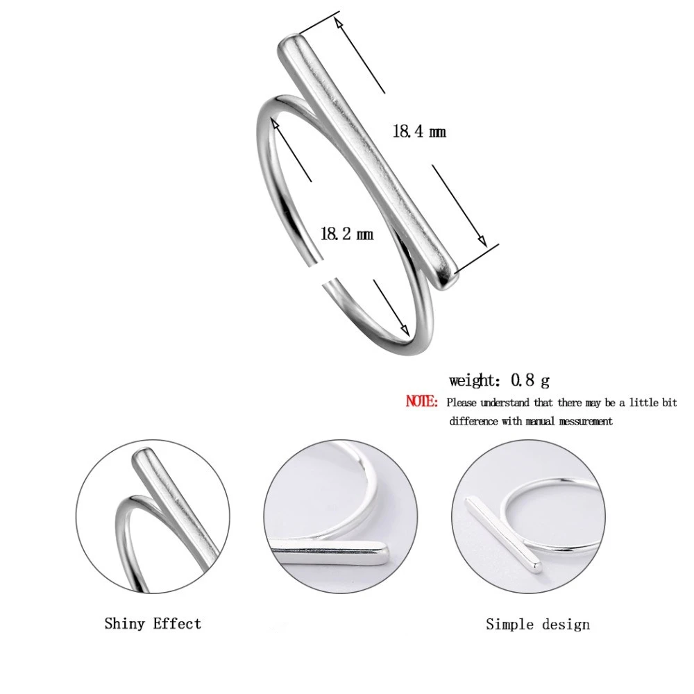 Женское прямоугольное кольцо Kinitial простое геометрическое ювелирное изделие