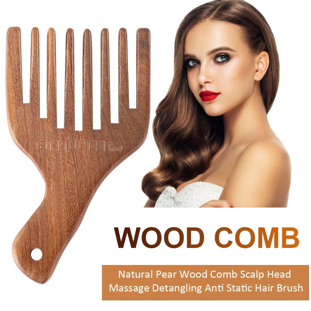 

Wide Tooth Comb New Wooden Massage Shampoo Brush Hair Extension Anti-Static Wooden Hair Pick Hair Straightener Comb