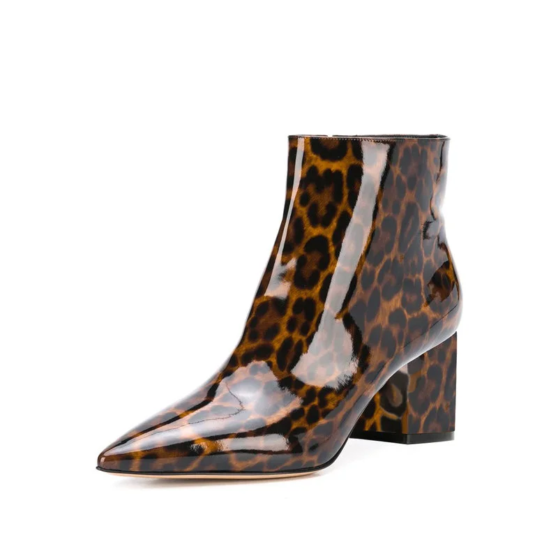 

Autumn Leopard Point Toe Low-heeled Women's Boots Black Rhinestone High Heel Women Boots Black Hollow Mesh Chunky Heel Boots