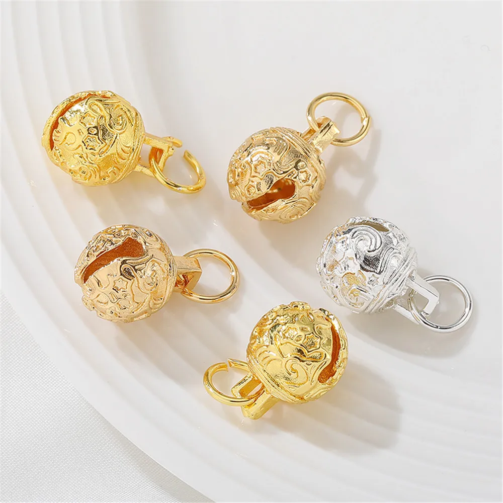 

14K Bag Gold Hollow Tiger head bell pendant diy hand-made Bracelet pendant material pendant
