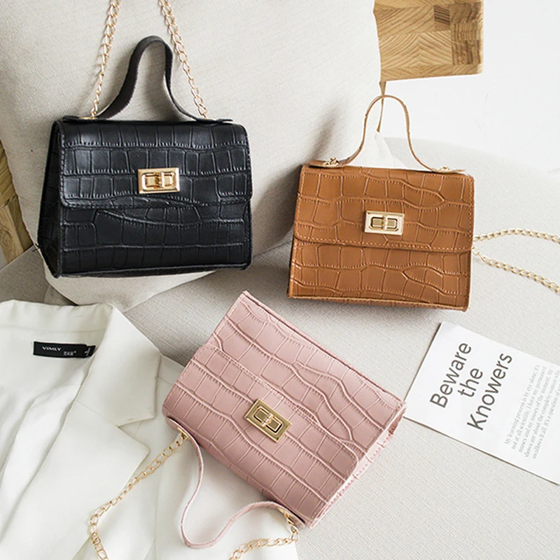 

Korean Women Crocodile Pattern Sling Bag Crossbody Bag Chain Shoulder Bag Hard Multifunction Casual Messenger Commute Bag Small