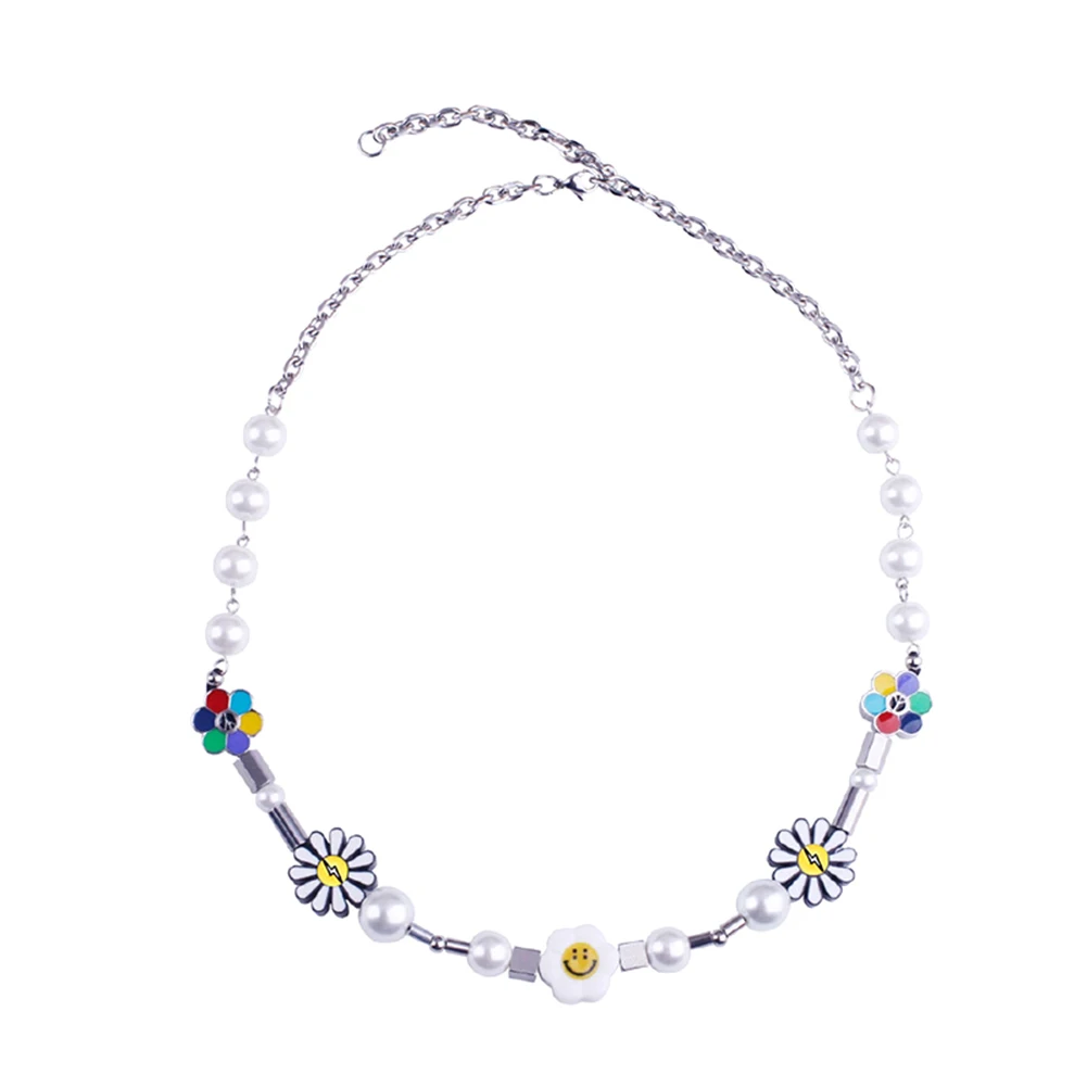 

Daisy Anti-war Smiley Pearl Couple Necklace Men and Women Jewelry Bracelet/Necklace