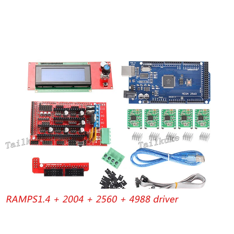 

Комплект материнской платы для 3D-принтера Mega2560 2004LCD экран RAMPS1.4 A4988 Драйвер