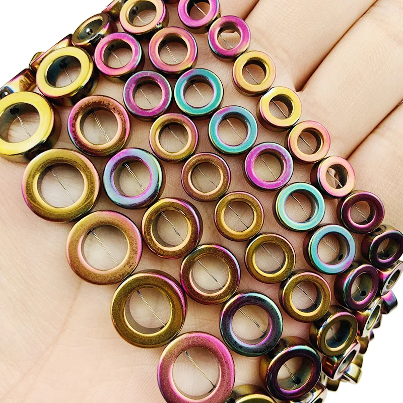 

Hematite Natural Stone Rose Red Circle Shape Charm Spacers Beads 8/10/12/14mm For bracelet Necklace Earrings Making DIY Jewelry