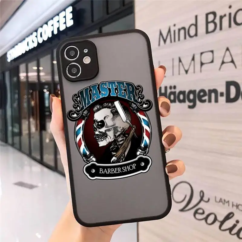 

funny letter barber shop Hair Phone Cases matte transparent For iphone 7 8 11 12 plus mini x xs xr pro max cover