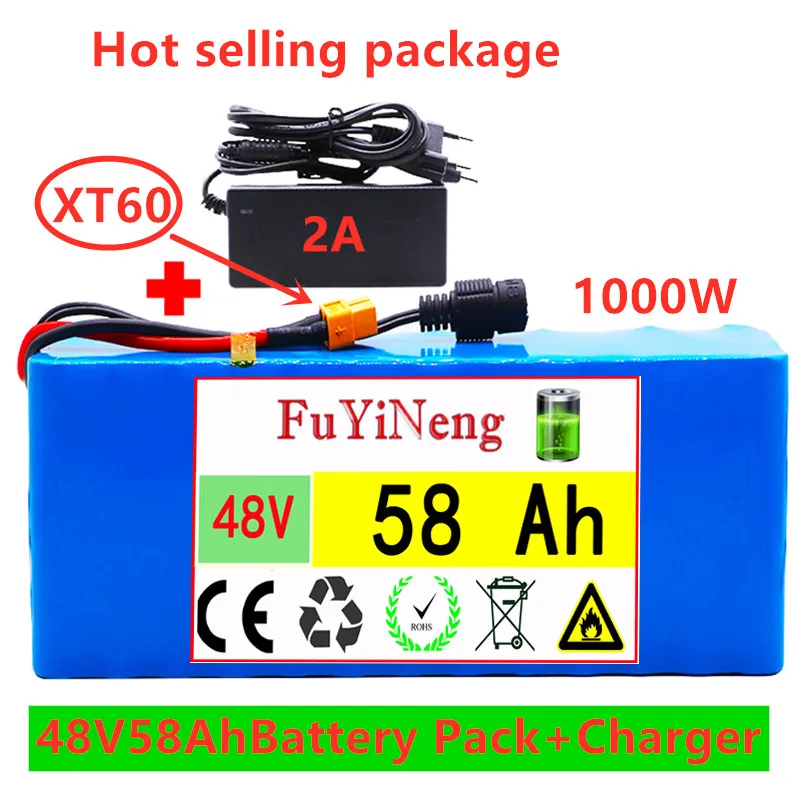 

48v lithium ion battery 48v 58Ah 1000w 13S3P Lithium ion Battery Pack For 54.6v E-bike Electric bicycle Scooter with BMS+charger