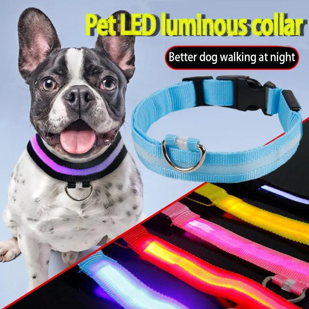 New Brand Pet Safty Led Collar Dog Cat Flashing Luminous Safety Light Up Nylon Webbing Battery Operated | Дом и сад
