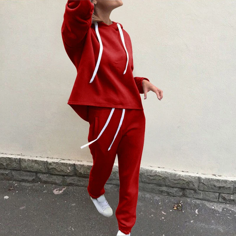 Style 2-04 Женский комплект 2 шт., толстовки, спортивные свитера, комплект, теплый пуловер, одежда для девушек, однотонный спортивный костюм, женский комплект, топ, штаны, костюм для женщин - Цвет: Style 2-04