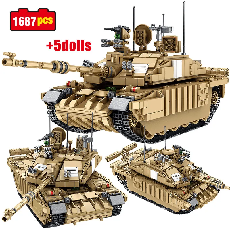 

1687 шт. городской военный высокотехнологичный основной боевой танк модель строительные блоки конструктор Вторая мировая война армейские со...