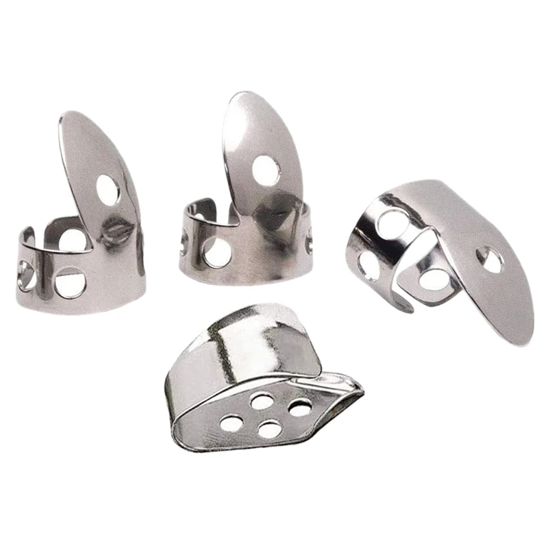 

HOT SALE 4Pcs Metal Thumb Finger Guitar Picks Stainless Steel Guitar Picks For Acoustic Guitar Banjo Ukulele