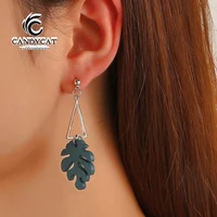 korean cute leaf earrings dangle vintage geometric triangle leaves drop earring for women 2021 minimalist fashion jewelry gifts