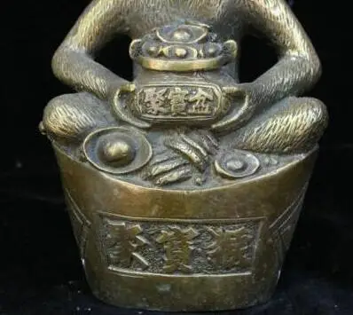 China Feng shui Bronze Wealth Yuan bao treasure bowl Zodiac Year Monkey Statue | Statues &amp Sculptures