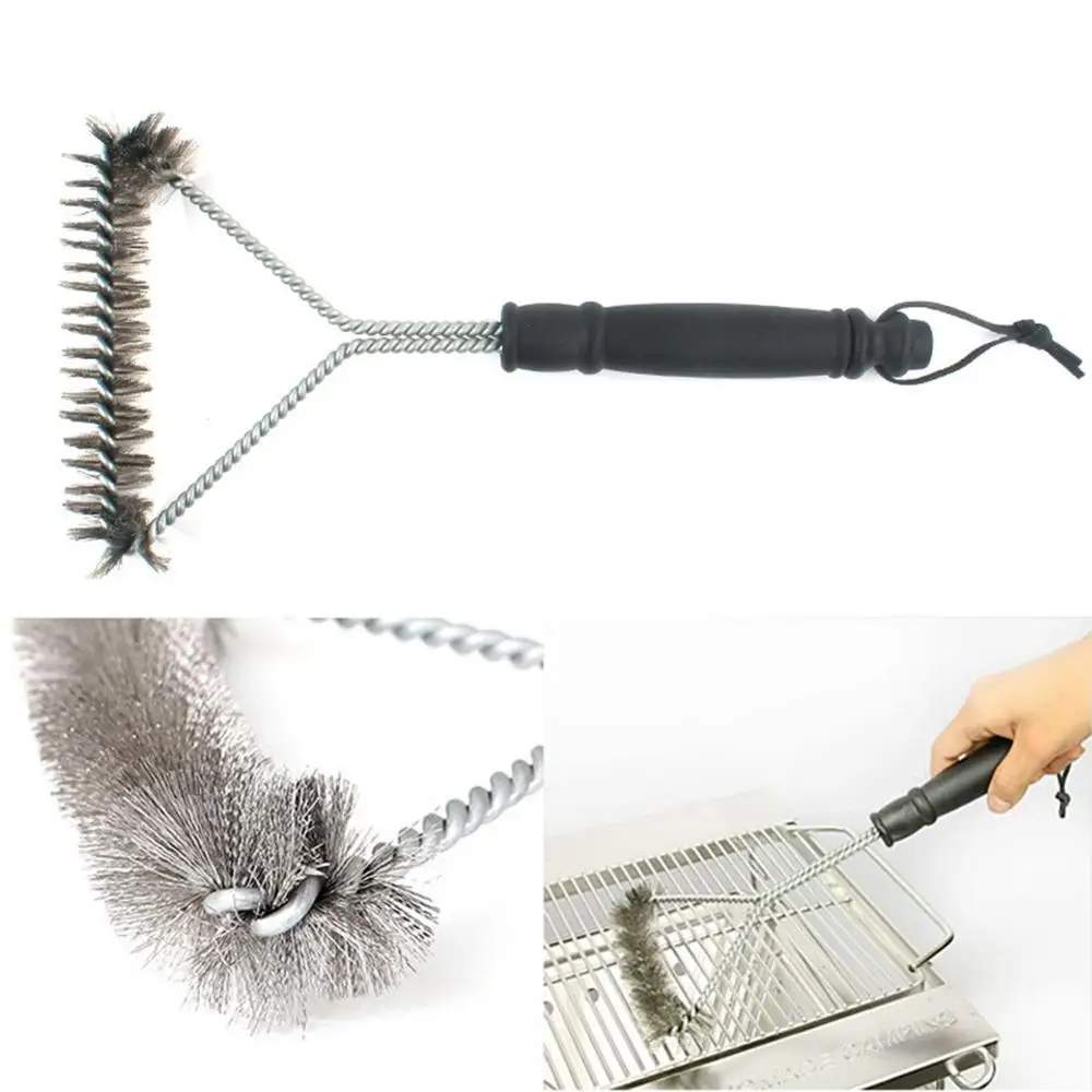 

Outdoor Barbecue Grill Cleaning Brush Stainless Steel Long Handle Y-Shaped Curly Brush Steel Wire Barbecue Brush Wholesale