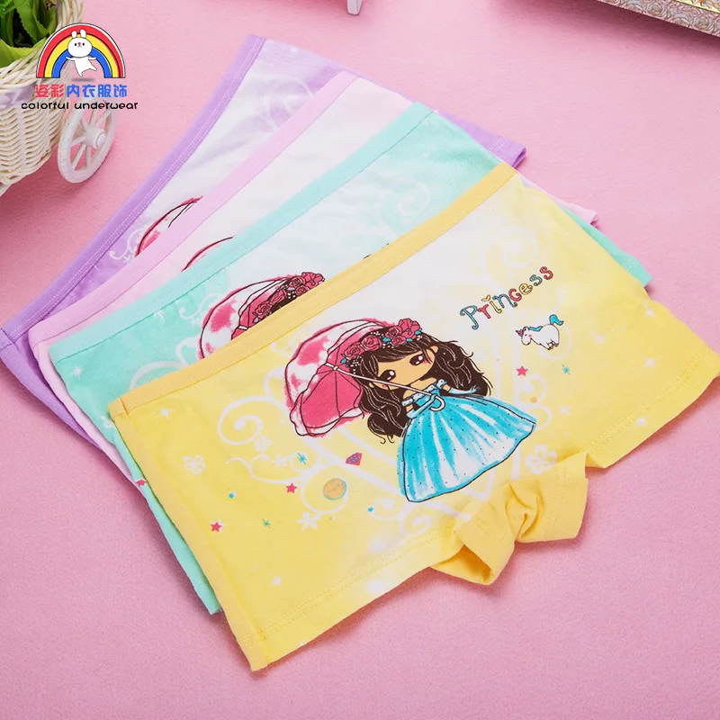 4pcs Girls Cartoon Boxes Children Cotton Underwear Cute Printing Panties Kids Short Panties Girl Underpants Briefs Size 2T-10T