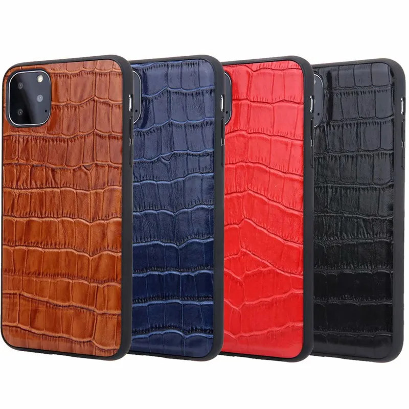 Luxury Genuine cow leather Retro Crocodile pattern Protection back Cover Case for iPhone11 Pro Max For IphoneX XR XS MAX |