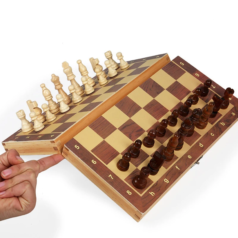 

New Arrival Wooden Educational Toy Large Magnetic Wooden Folding Chess Magnetic Wooden With Magnet Folding Chess