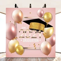 laeacco pink background for photography balloons graduation party of 2021 bachelor cap poster child photo backdrop photo studio