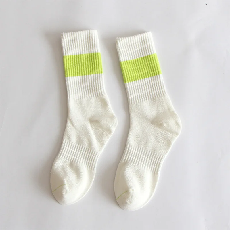 Light Green Новинка; модные носки унисекс; хлопковые дышащие носки в полоску; креативные носки унисекс; повседневные дышащие эластичные носки - Цвет: Light Green