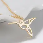 Jisensp корейская мода оригами Колибри кулон ожерелье богемное ювелирное изделие Милая летающая птица Очаровательное ожерелье животное Любовник подарок