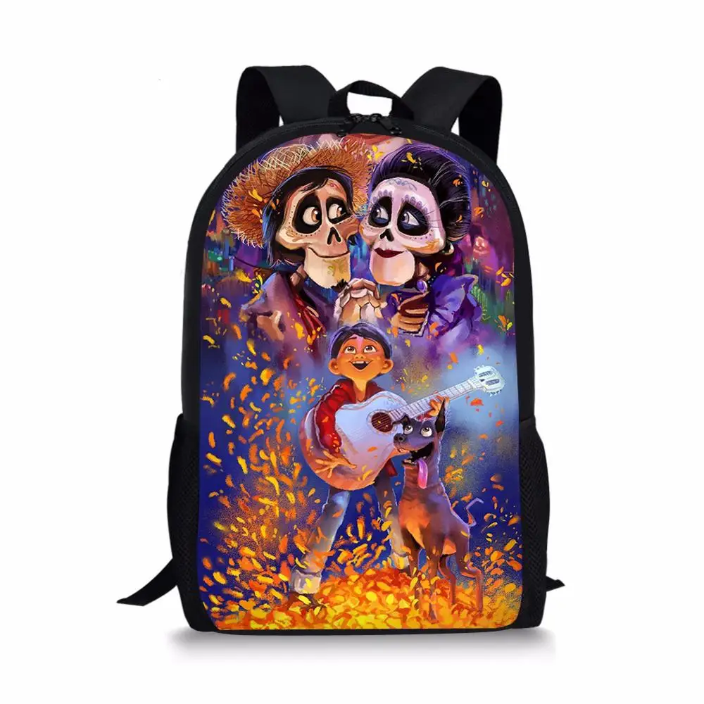Children's Backpack COCO Music Skull Pattern Students School Bags Colorful Design Book-Bags Mochila Women's Travel Bags