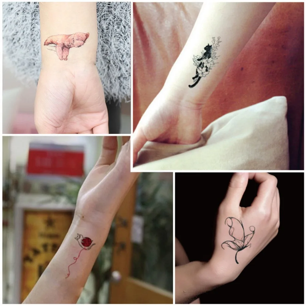 3 листа 3D милый слон собака лиса водостойкая временная татуировка цветная