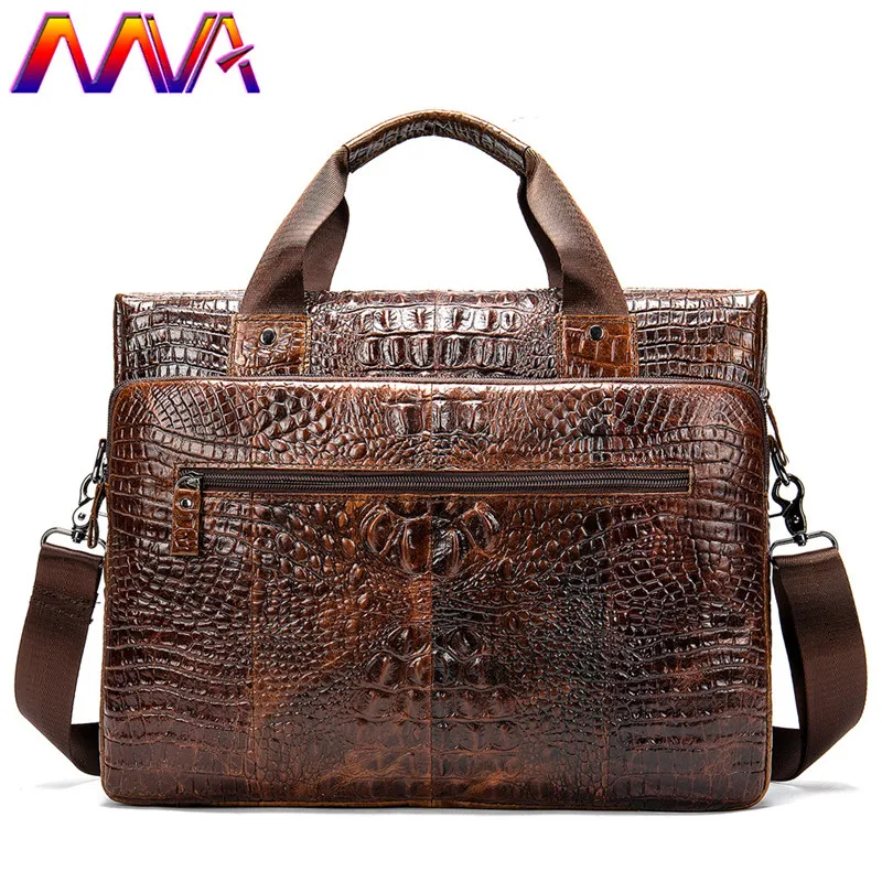 MVA портфель из натуральной кожи мужская повседневная сумка крокодиловой через