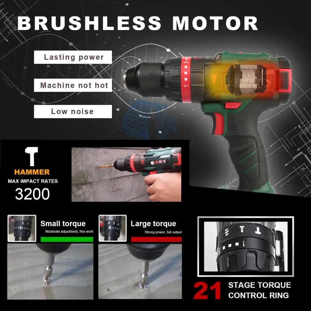 KGB аккумуляторная электрическая дрель с бесщеточным двигателем ударная