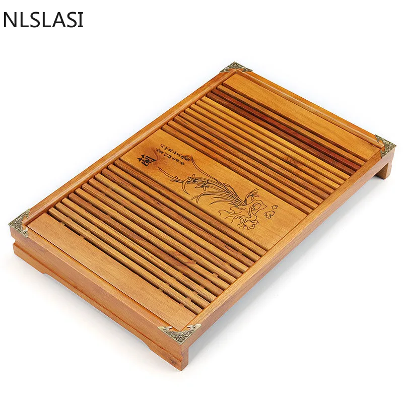 

Chinese traditional drawer type orchid solid wood tea tray Household Tea set tea set tray Household tea set accessories NLSLASI