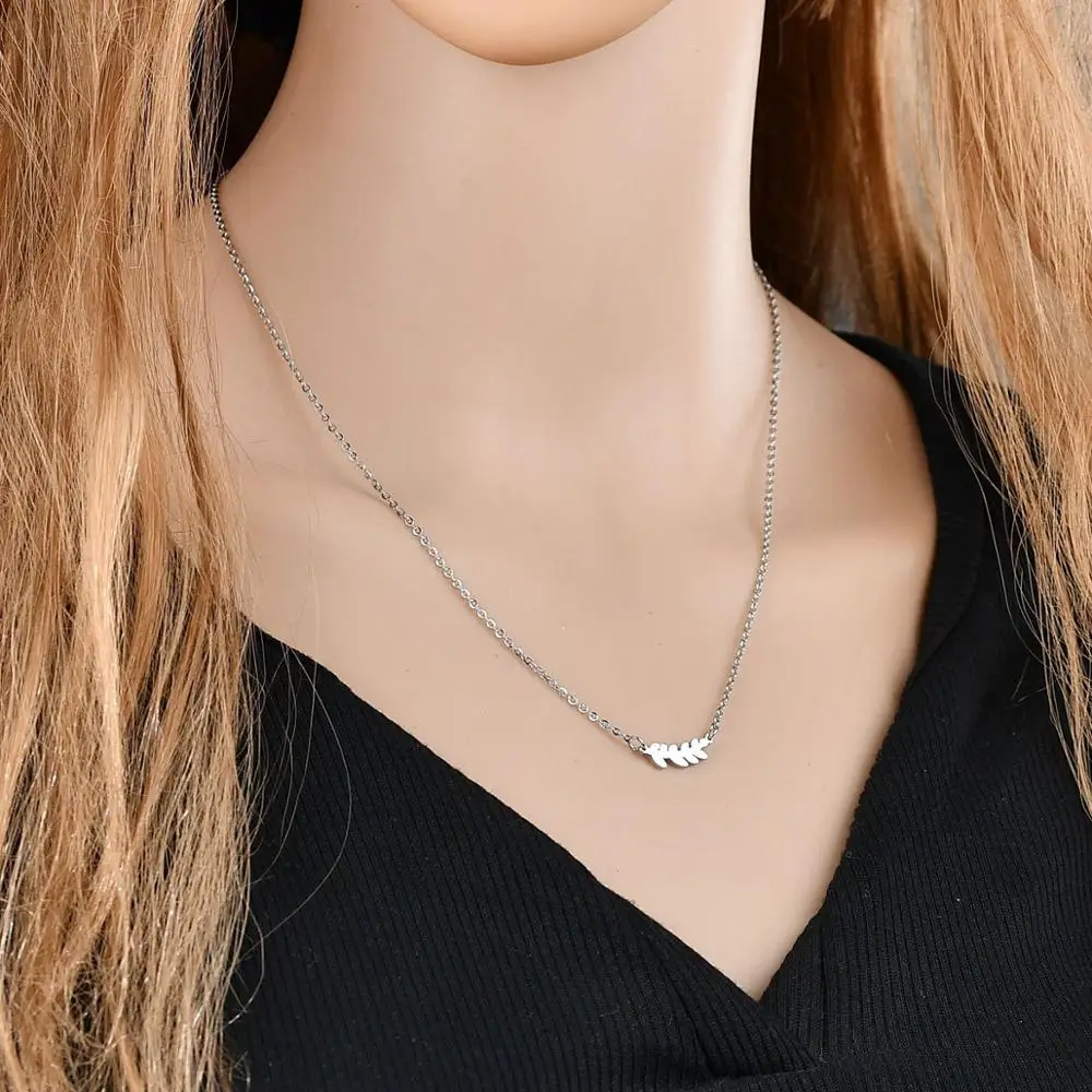 Женское ожерелье с подвеской в виде листьев из нержавеющей стали|Ожерелья