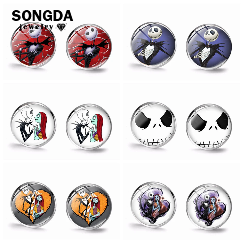 SONGDA, Новое поступление, Джек Скеллингтон и Салли, серьги, Кошмар перед Рождеством, узоры, маленькие серьги-гвоздики для женщин, ручная работа