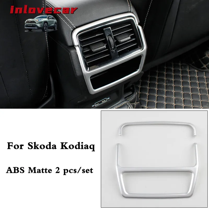 

For Skoda Kodiaq Karoq GT Chrome rear air outlet cover interior mouldings armrest conditioning vent frame sticker accessories