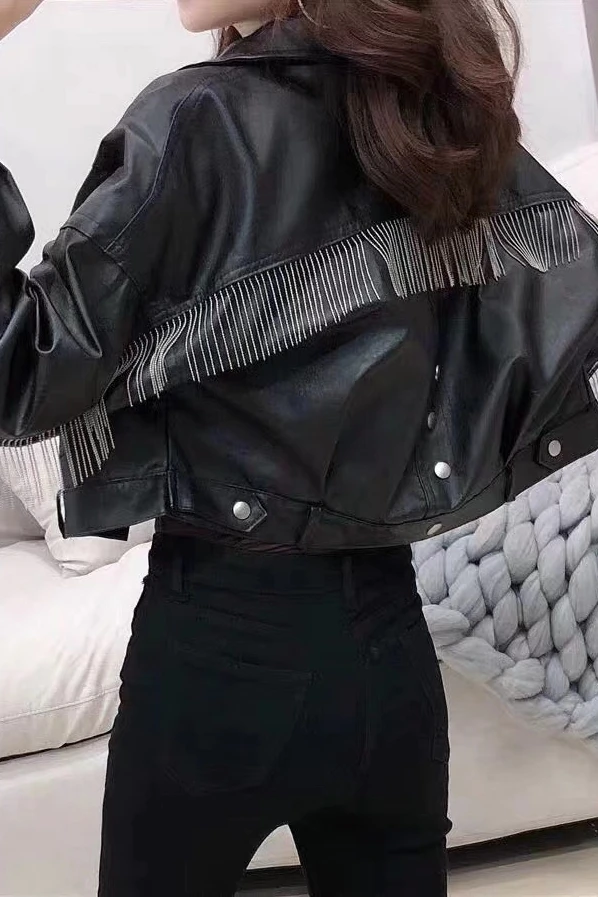 

New year korean Style Cute women PU leather coats harajuku crop jackets female A430