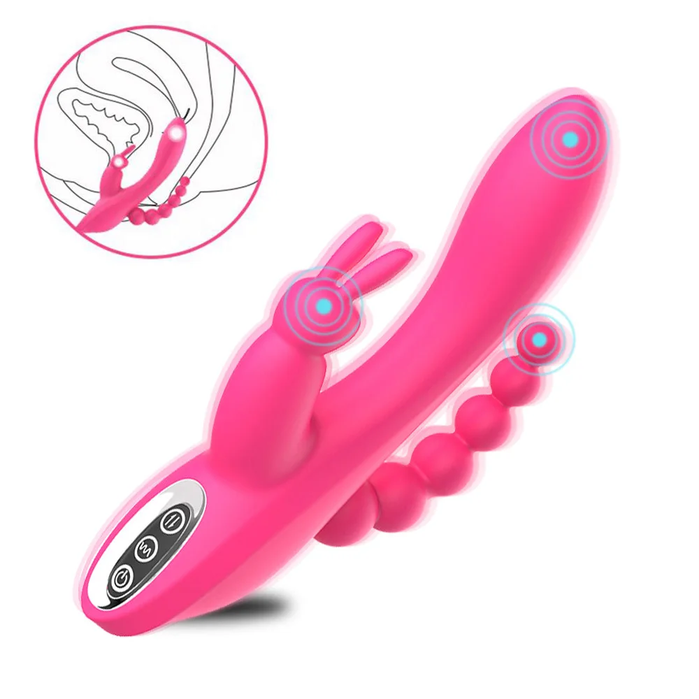 3 in 1 G-Spot Rabbit Vibrator Anal Butt Plug Dildo 12 Modes Clit Stimulate Vagina Massage Sex Toy for Women Adult Sex Products