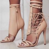 the new large size sexy pumps shoes sandals party gladiator lace up belt buckle fashion buckle cover heel thin heels 11 5cm open