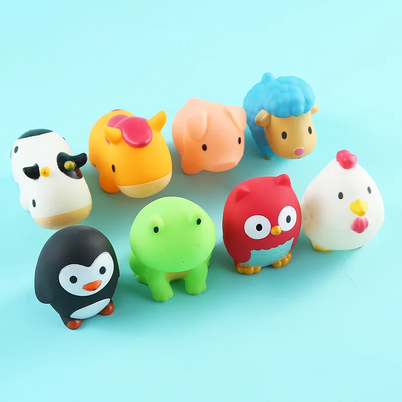 16 Models Toddler Bath Toys Lovely Cartoon Mini Animals Soft Rubber Squeeze Sound Bathtub Water Play Set Baby Funny Shower Gift