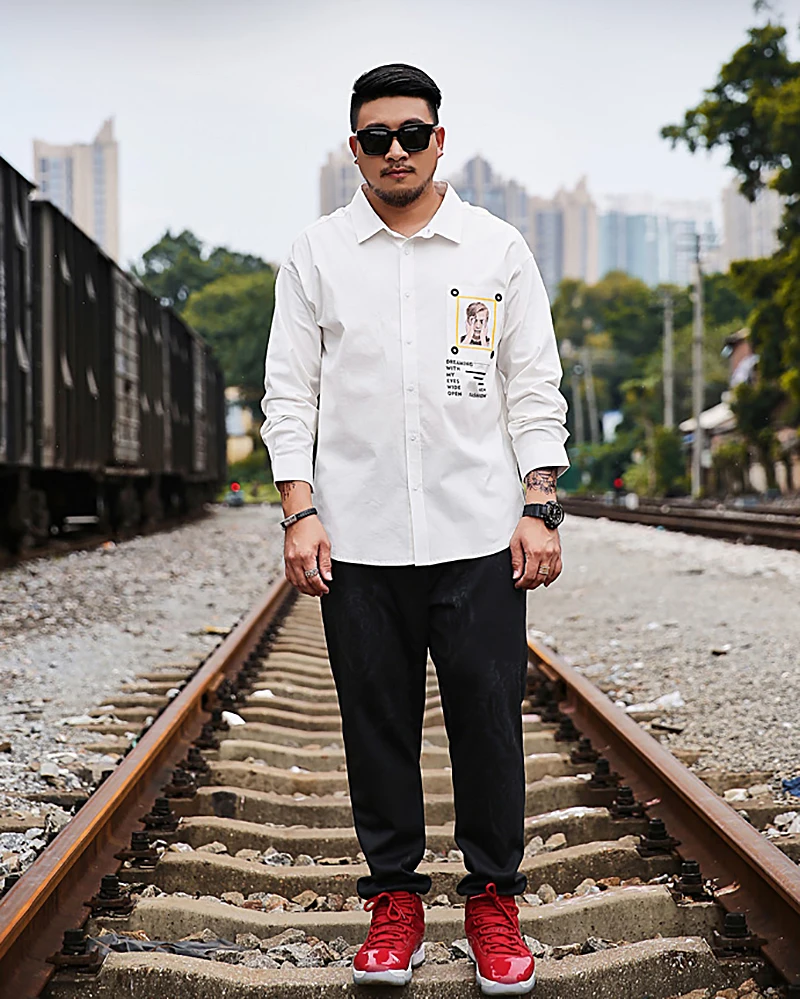 Мужская японская рубашка большого размера мужские белые рубашки на пуговицах