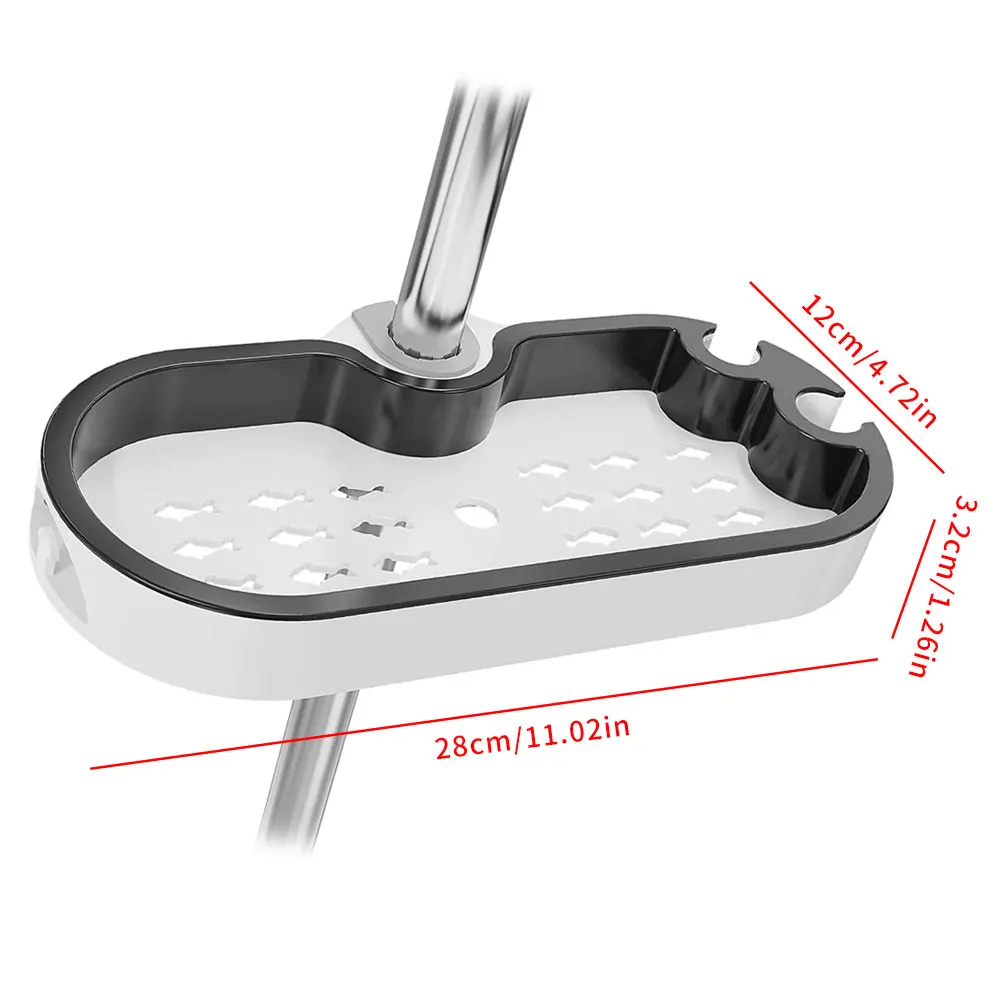 

Shower Rail Shelf No Drillin Wall-Mounted Plastic Storage Shelf 22mm 24mm 25mm Adjustable Diameter Bathroom Storage Holder
