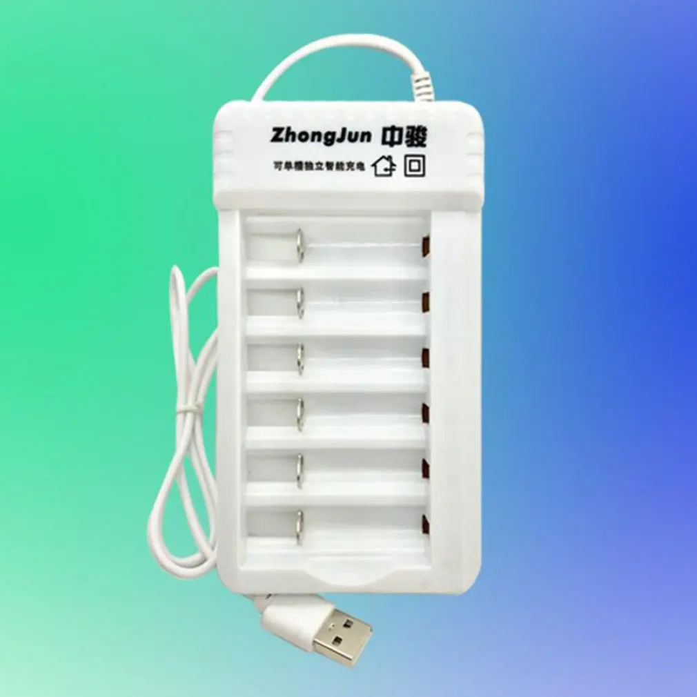 

No.5 No.7 Battery Universal Charger 6 Slots Safe USB Interface Safeguard Environmental Universal Charger