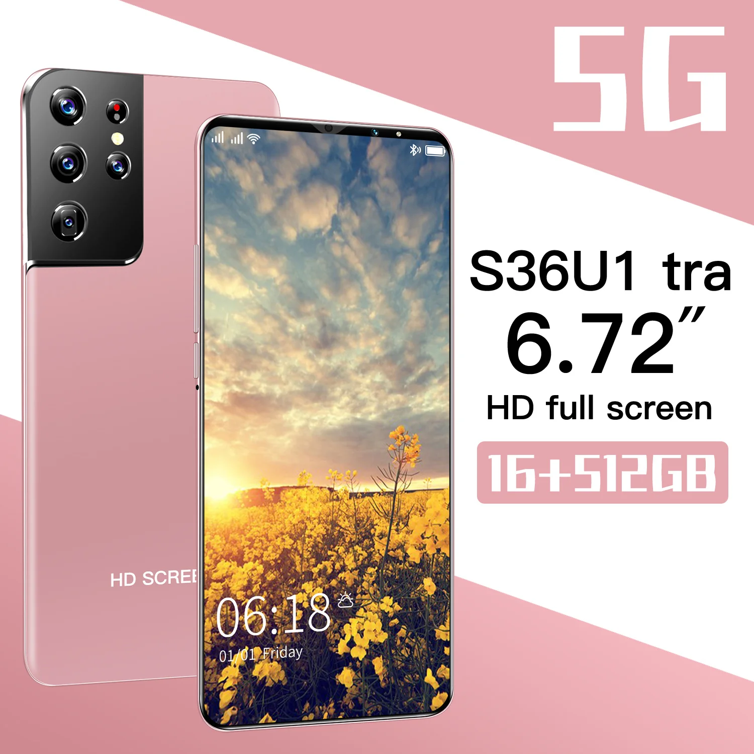 

Hot Global Version S36 Ultra 6.72 Inch Smartphone Andriod 16+512G 6800mah Battey Full Screen Phone 32MP+50MP HD Camera CellPhone