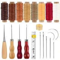 kaobuy leather sewing kit with large eye stitching needles waxed thread leather sewing tools for diy leather craft