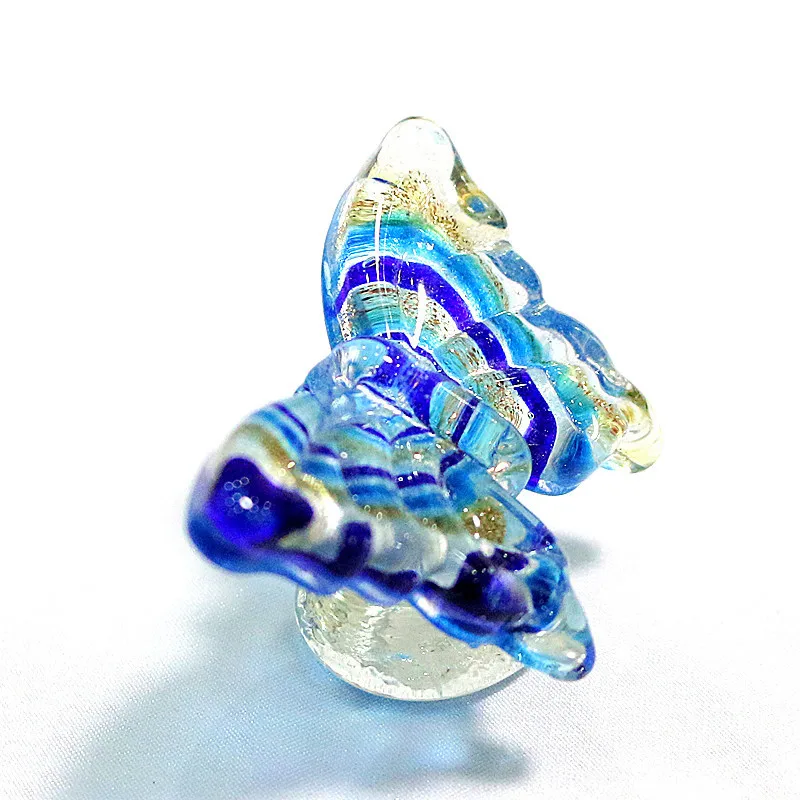 

Blue Murano Glass Butterfly Figurine Beautiful Gold Foil Cute Mini Insect Animal Ornament Creative Home Table Decor Accessories